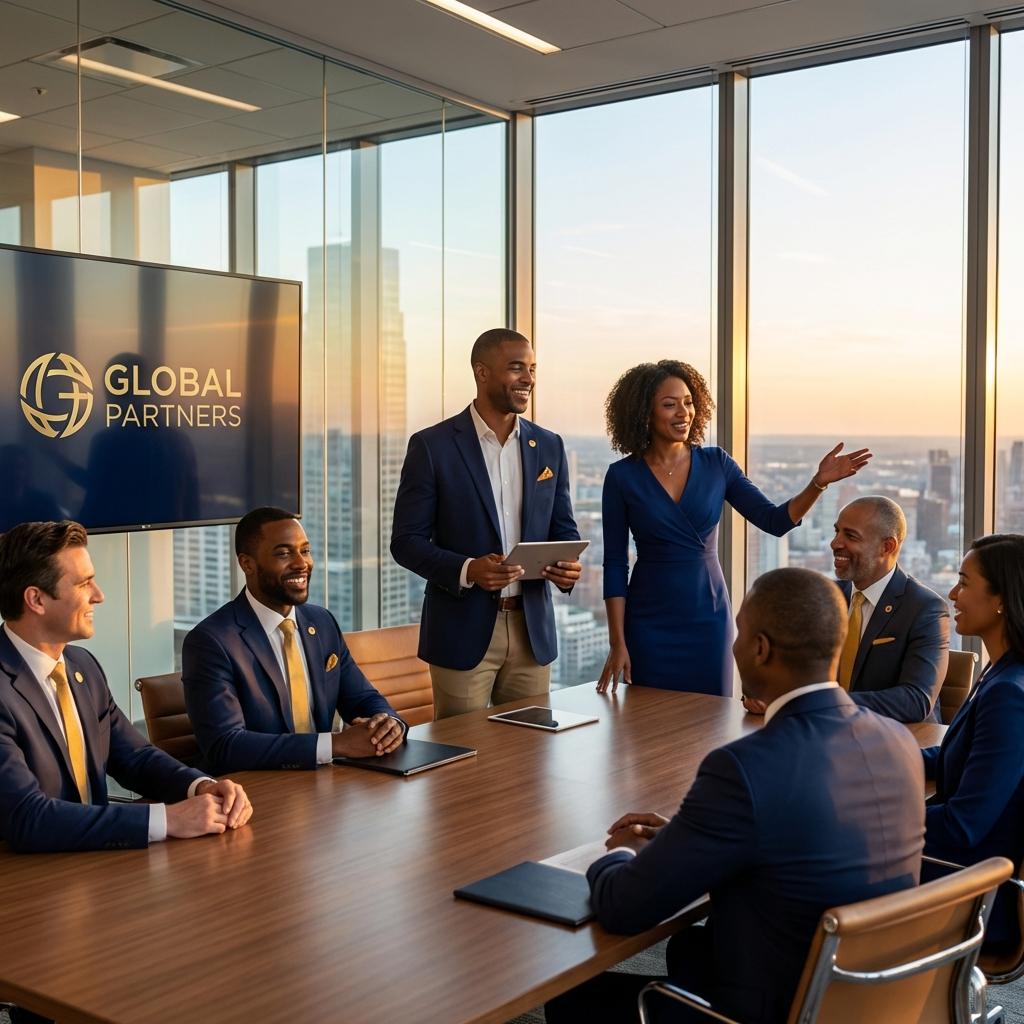 Consultants discussing international business setup