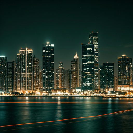 Indian metropolitan business district at night